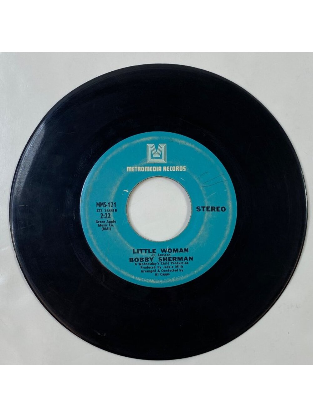 Vintage Metromedia 45 RPM Vinyl Bobby Sherman Little Woman/One Too Many Mornings